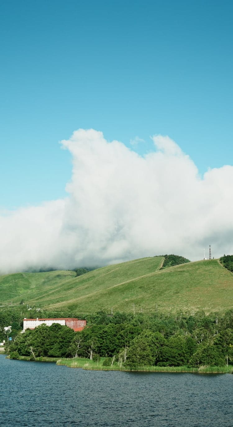 長野県茅野市・白樺湖畔の風景。湖と森と白樺が広がるレイクリゾート